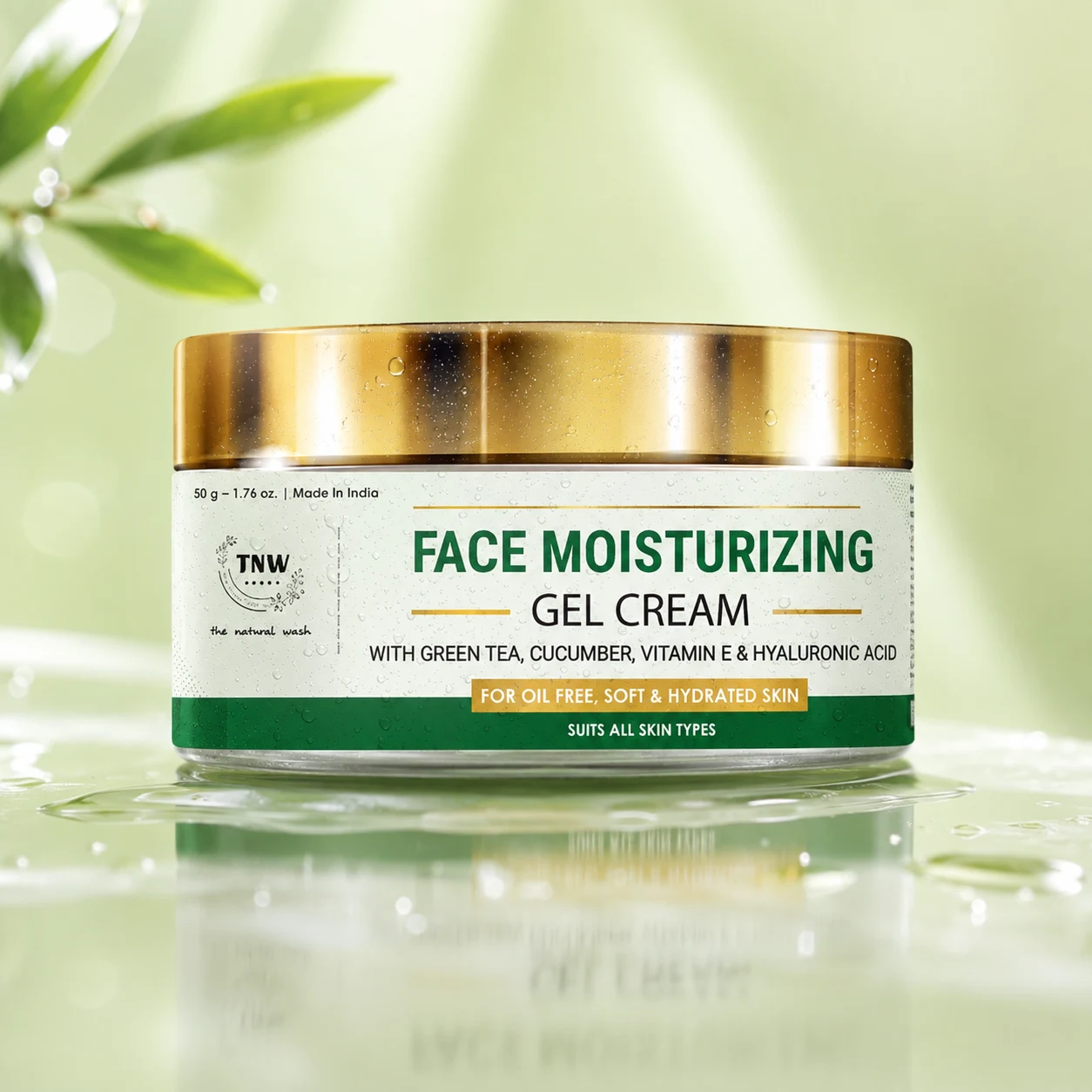 TNW The Natural Wash Face Moisturizing Gel Cream with Green Tea & Cucumber for All Skin Types, 50g, image 1