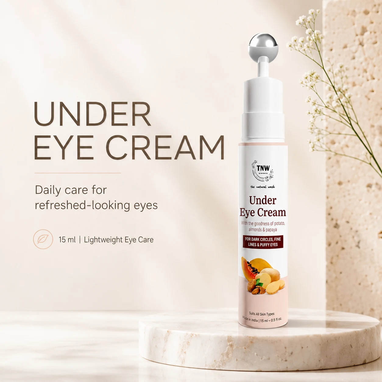 TNW The Natural Wash Under Eye Cream 15g for Dark Circle Care, Puffy-Looking Eyes & Hydrated Under Eye Skin, image 1