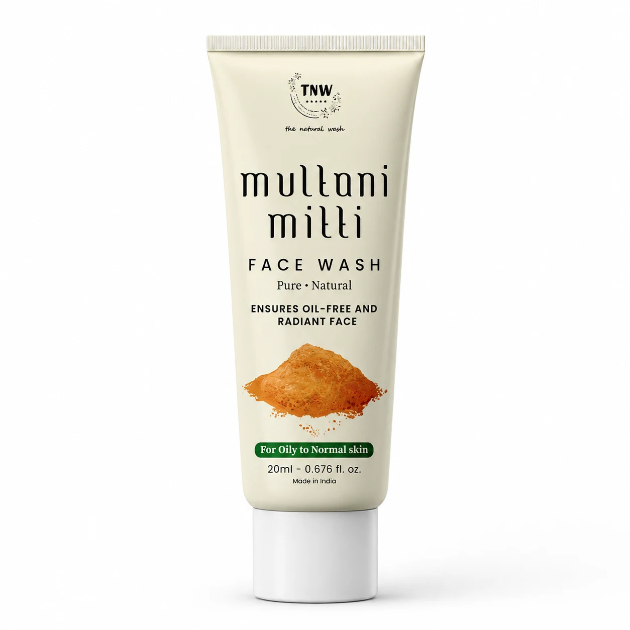 TNW - The Natural Wash Multani Mitti Face Wash 20 ml with Aloe Vera, Kesar & Sandalwood for Oil Control, image 1