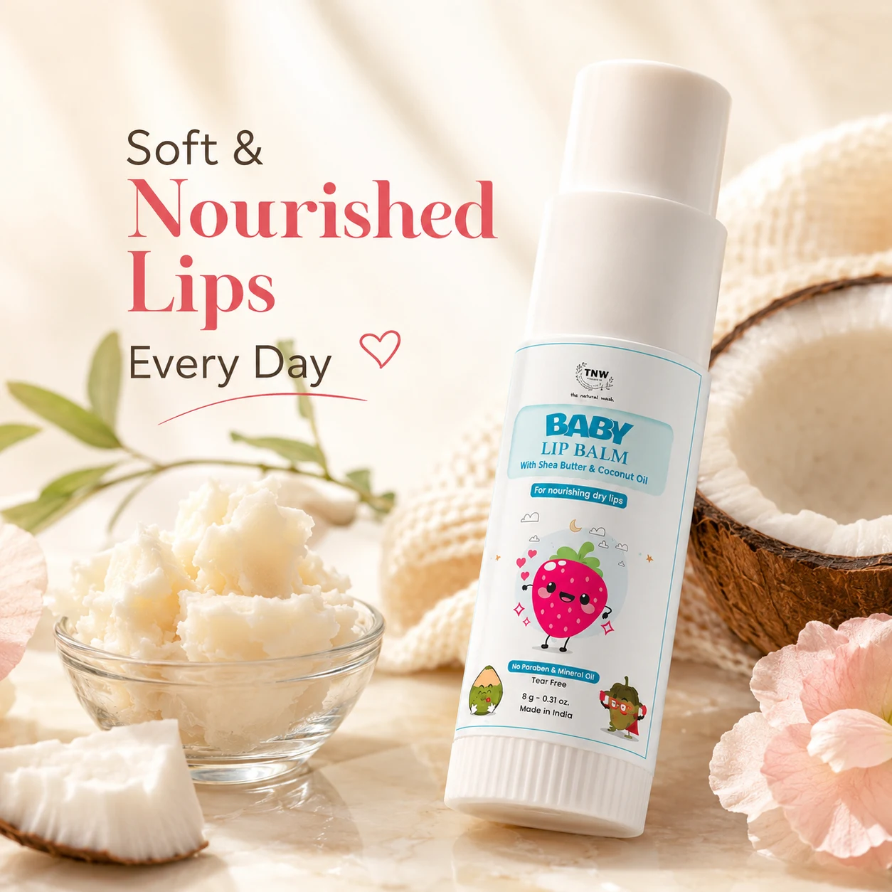 TNW The Natural Wash Baby Lip Balm 6g for Soft, Moisturized & Nourished Baby Lips, image 1