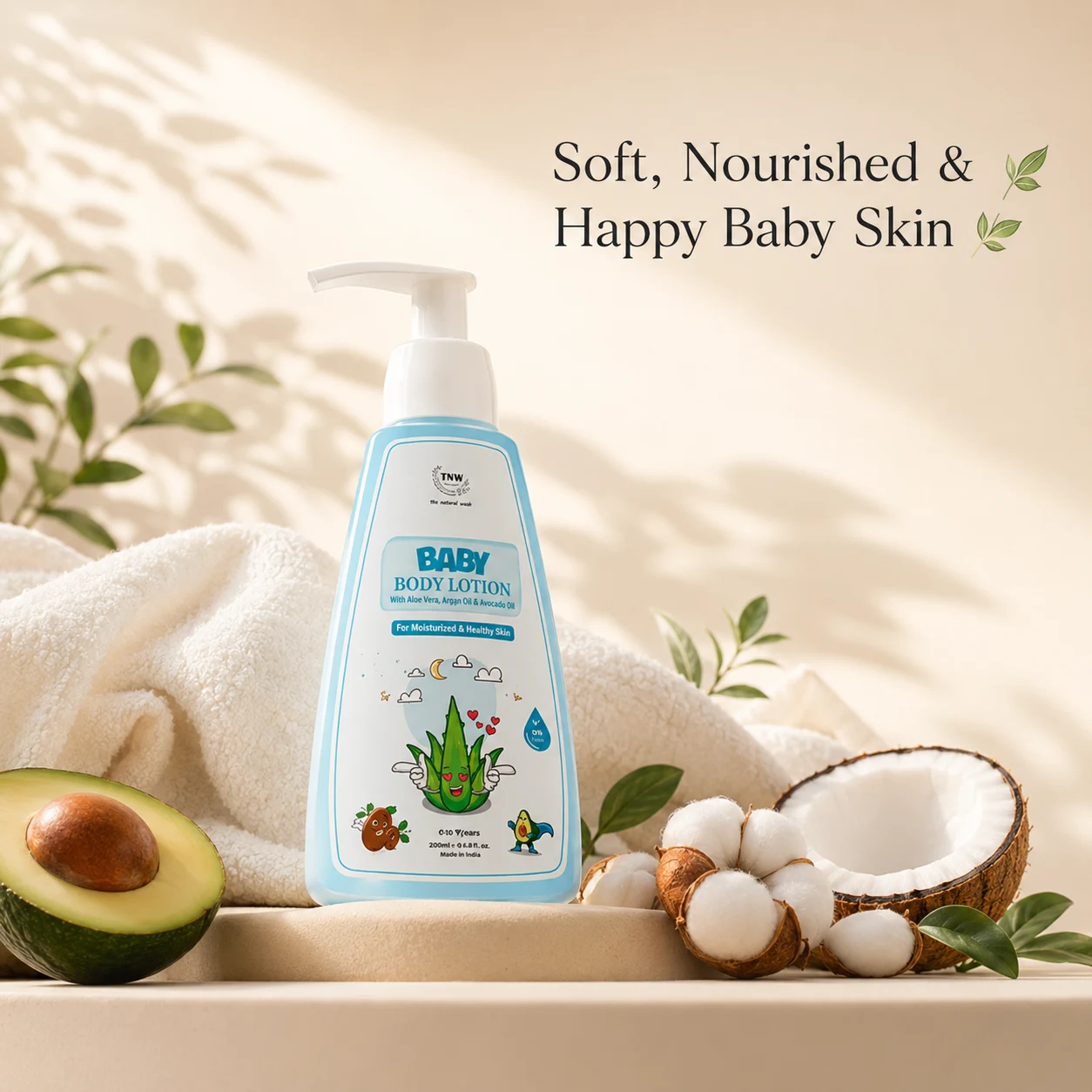 TNW The Natural Wash Moisturizing Baby Body Lotion with Natural Ingredients for Soft, Supple & Nourished Baby Skin, image 1