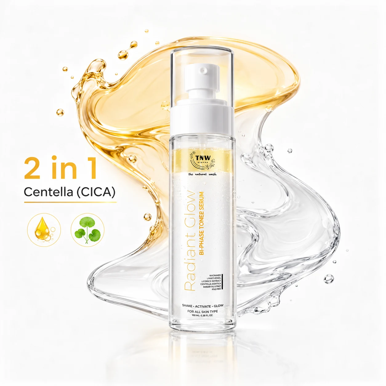 TNW Radiant Glow Bi-Phase Toner Serum 100ml for Bright & Smooth Skin, image 1