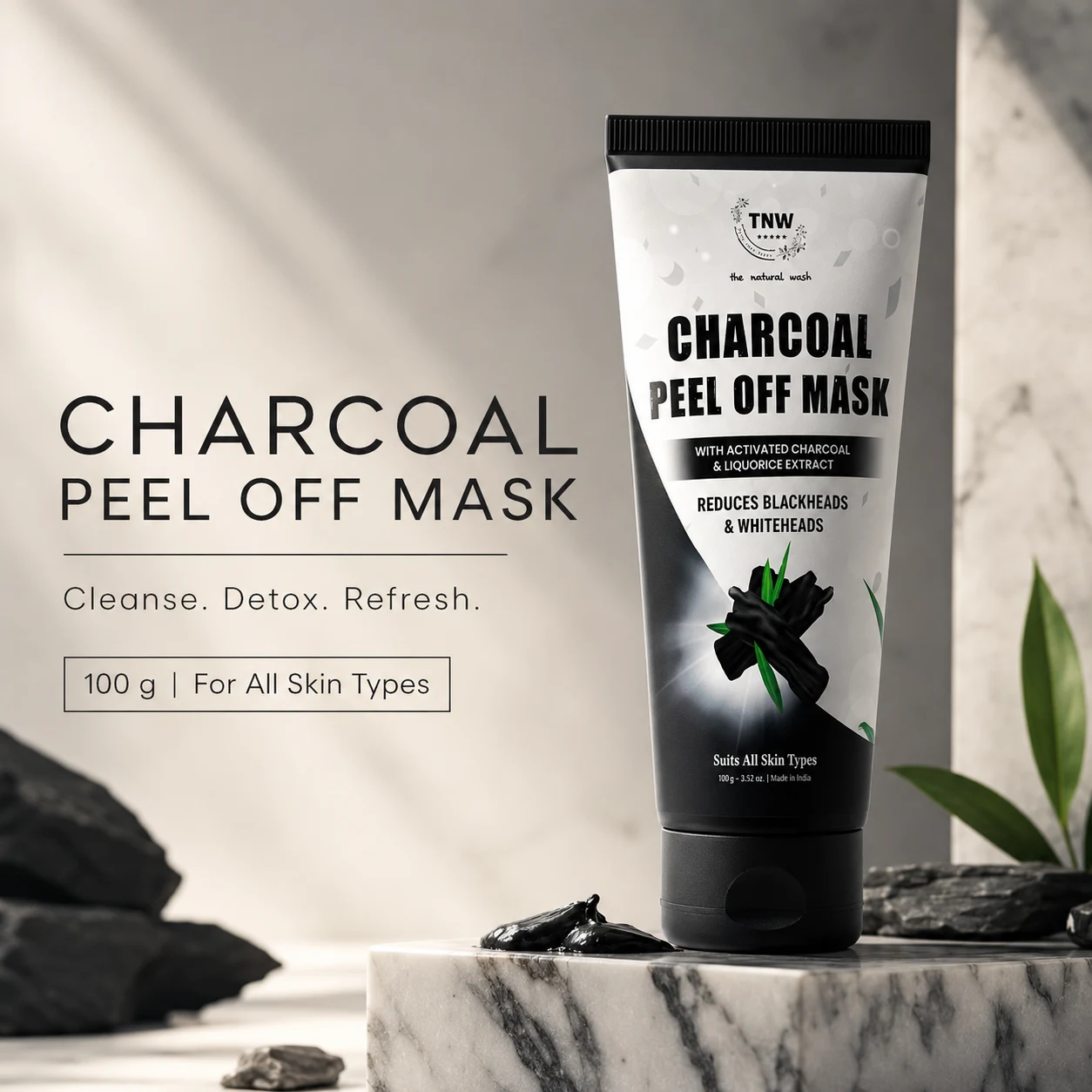 TNW - The Natural Wash Charcoal Peel Off Mask 100g for Blackheads, Whiteheads & Excess Oil", image 1