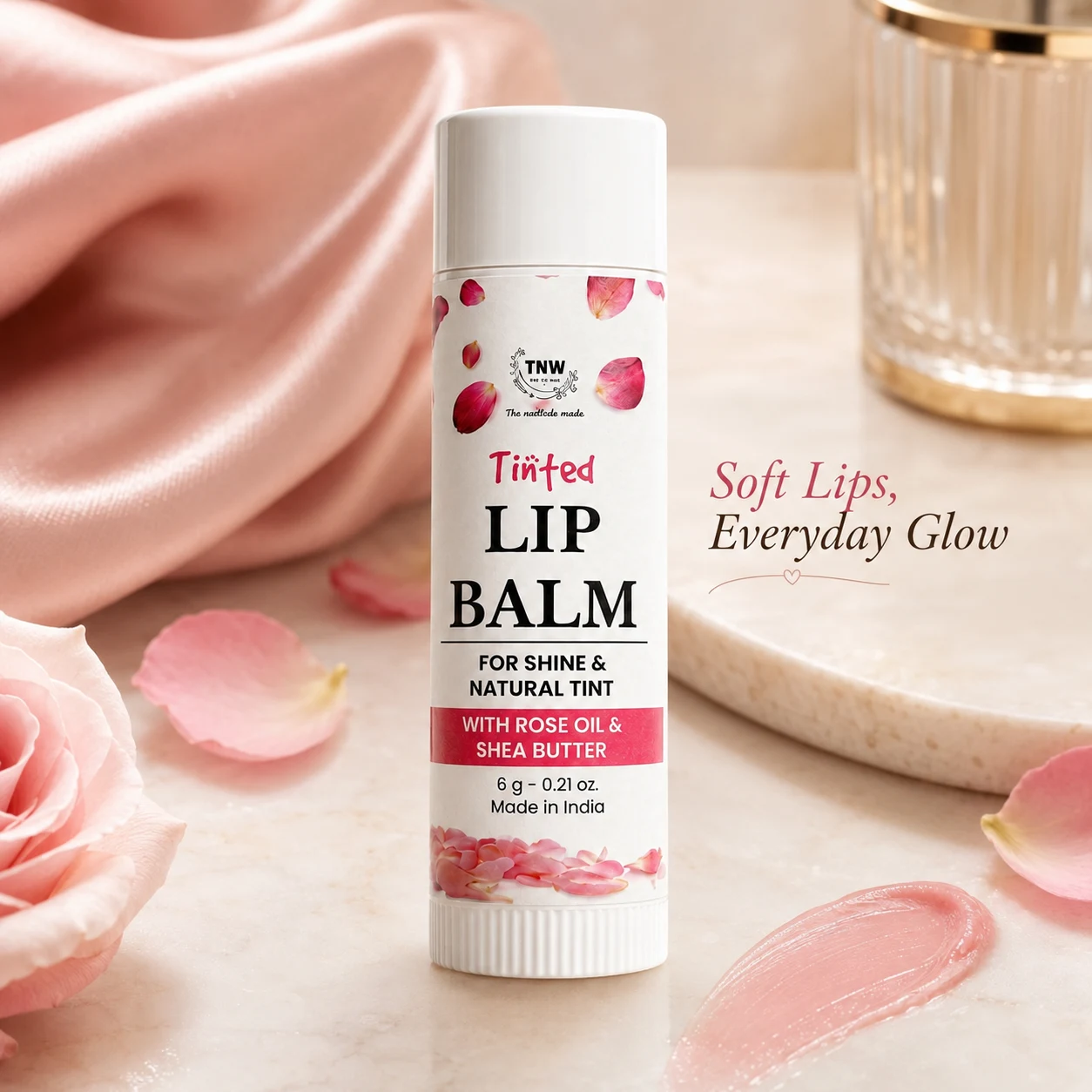 TNW The Natural Wash Rose Tinted Lip Balm 6g for Soft, Moisturized Lips with Natural Pink Tint, image 1