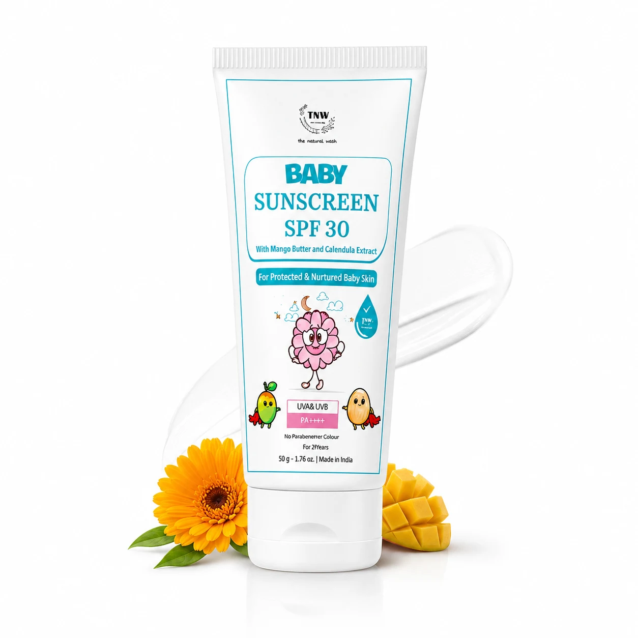 TNW The Natural Wash Baby Sunscreen with Calendula Extracts & Mango Butter for Gentle Sun Protection, Soft & Moisturized Skin, image 1