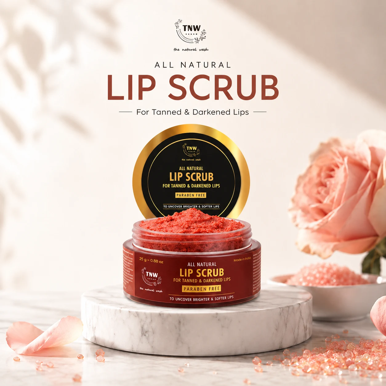 TNW The Natural Wash Lip Scrub 25g for Soft, Smooth, Fresh & Flake-Free Looking Lips, image 1