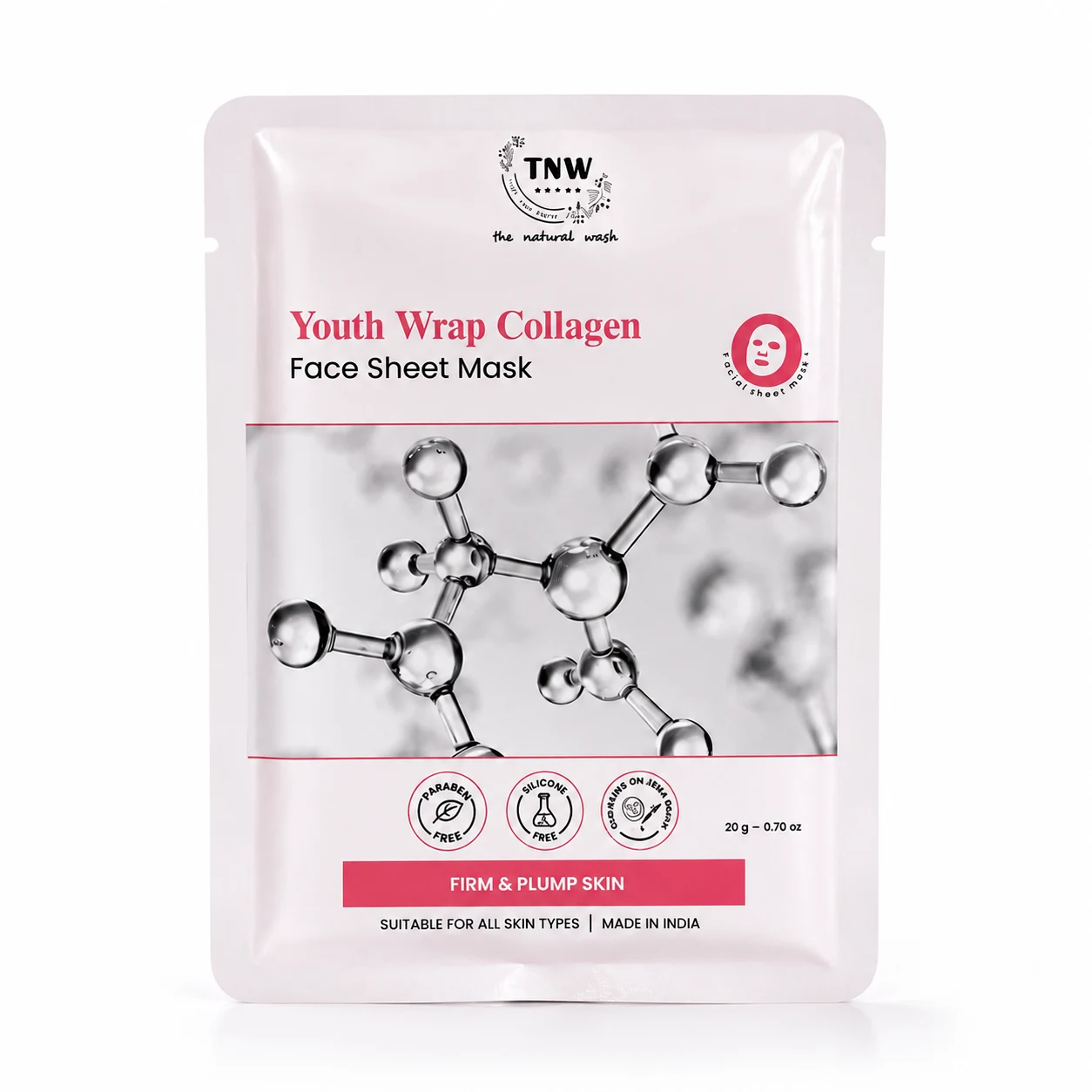 TNW The Natural Wash Youth Wrap Collagen Face Sheet Mask for Hydrated, Firm & Plump-Looking Skin 20 gm
