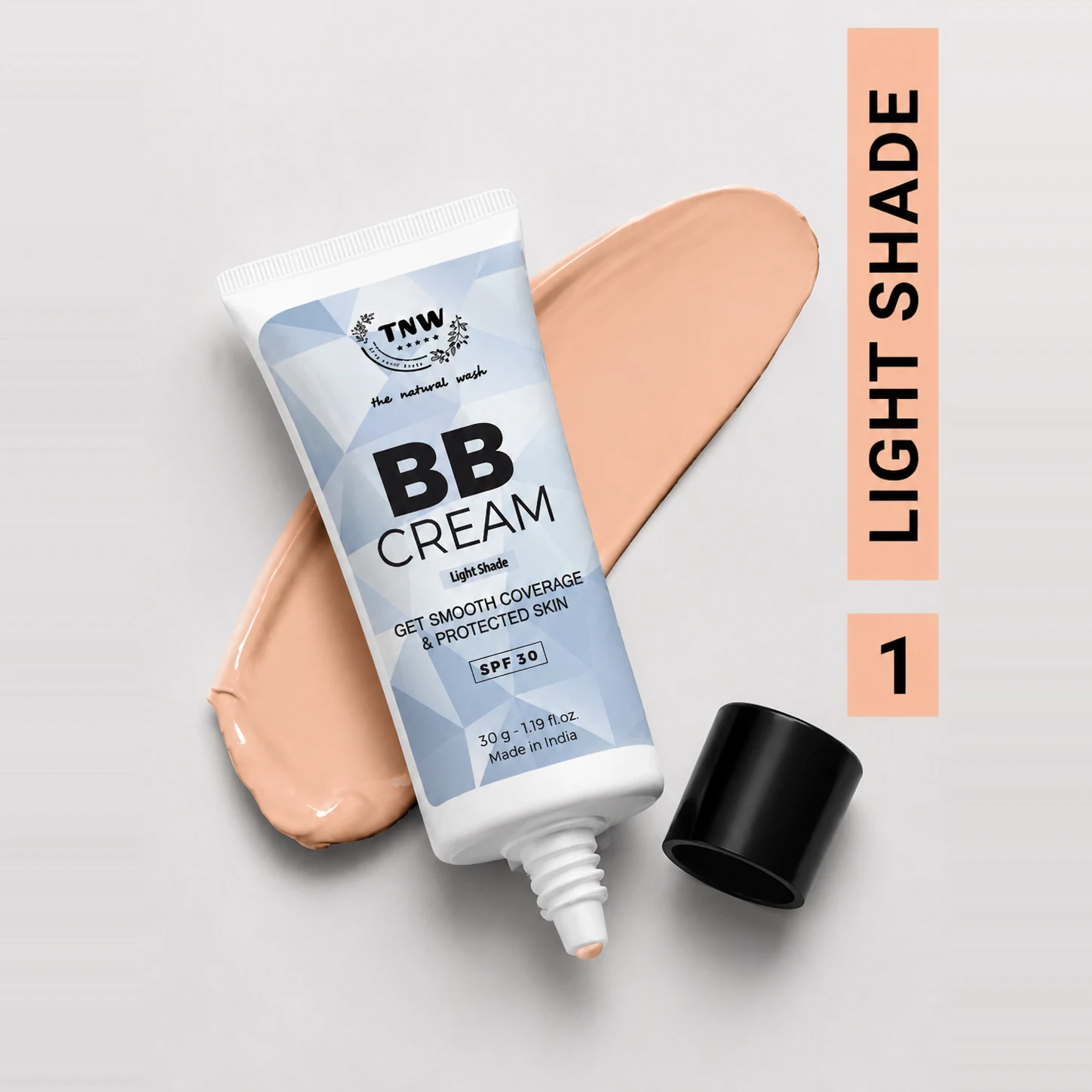 TNW - The Natural Wash BB Cream SPF 30 Light Shade 01 | Lightweight Medium Coverage | Natural Matte Finish | No Makeup Look | With Saffron, Cucumber Extract, Almond Oil & Carrot Seed Oil | 30g, image 1
