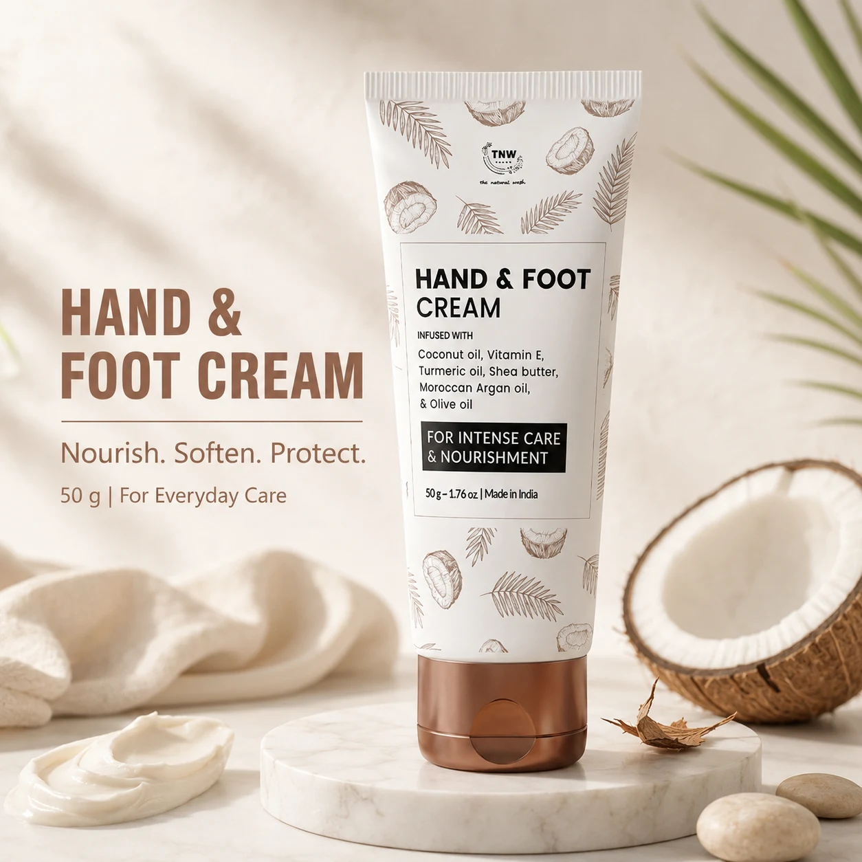 TNW The Natural Wash Hand & Foot Cream 50g with Shea Butter, Vitamin E & Coconut Oil, image 1