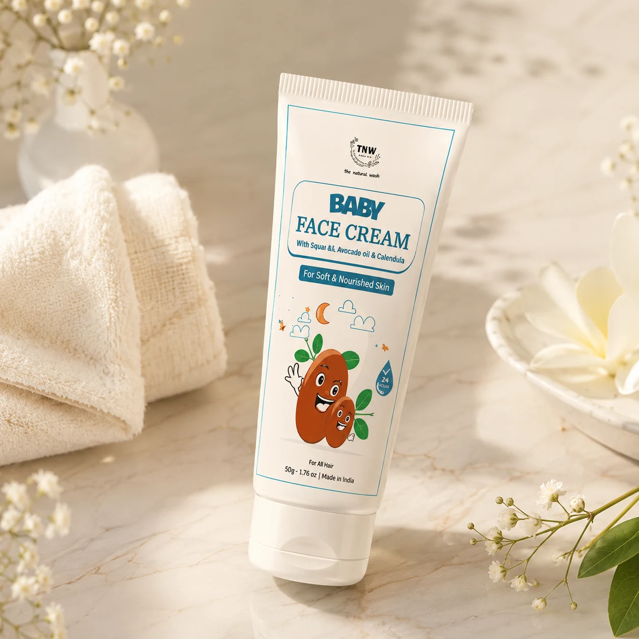 TNW The Natural Wash Baby Face Cream 50g | With Squalane, Avocado Oil & Calendula | Moisturizing Face Cream for Babies | Helps Nourish & Soften Delicate Skin | Daily Baby Skincare, image 1