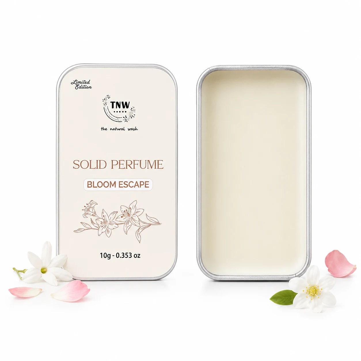 TNW The Natural Wash Solid Perfume 10g Bloom Escape Floral for Fresh, Elegant & Travel-Friendly Fragrance